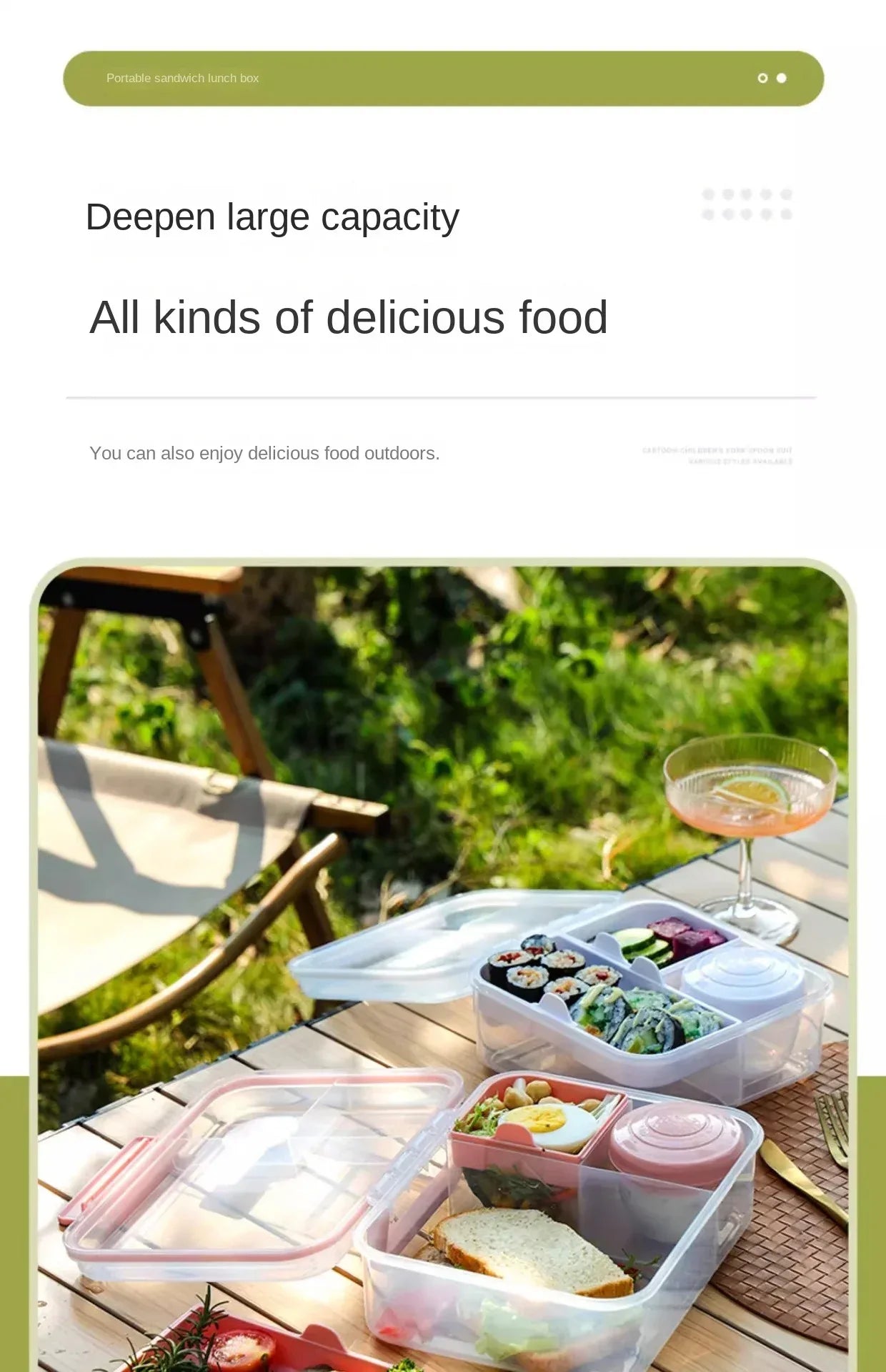 Portable Handle Design Double Layer Lunch Box Compartment Bento Boxes Students Toddler Bento Containers Outdoor Salad Picnic Box