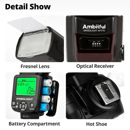 Ambitful AF970 Flash Light Speedlight Speedlite Universal for Fujifilm Olympus Nikon Canon 650D 550D 450D 60D 7D 5D Camera