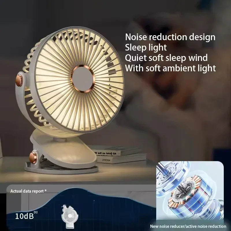 Xiaomi 2025 Clip-on Fan 8000mah  5 Speed Quiet Rechargeable Desktop Air Circulator Wireless Fan With LED Light For Office