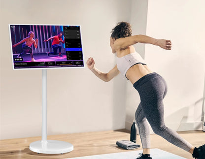 Free Standing Tv 21.5 Inch Touch Screen Portable Tv Smart Mobile Display Rechargeable 360 Rotating Tv Stand Wireless Television