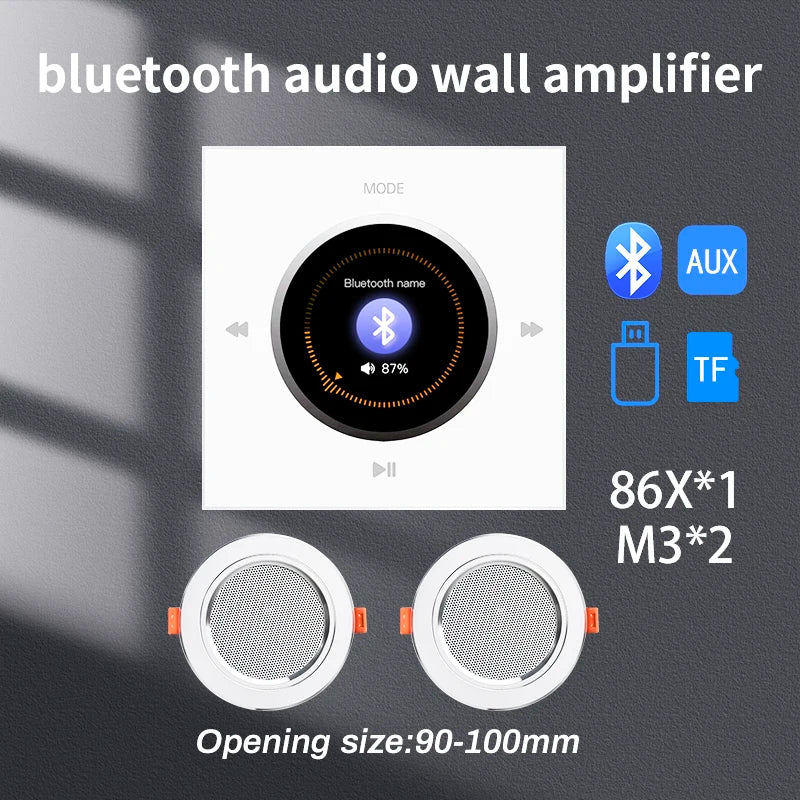 86 New item hifi professional smart wall mount stereo Background Music System speaker sets bluetooth mini in wall amplifier