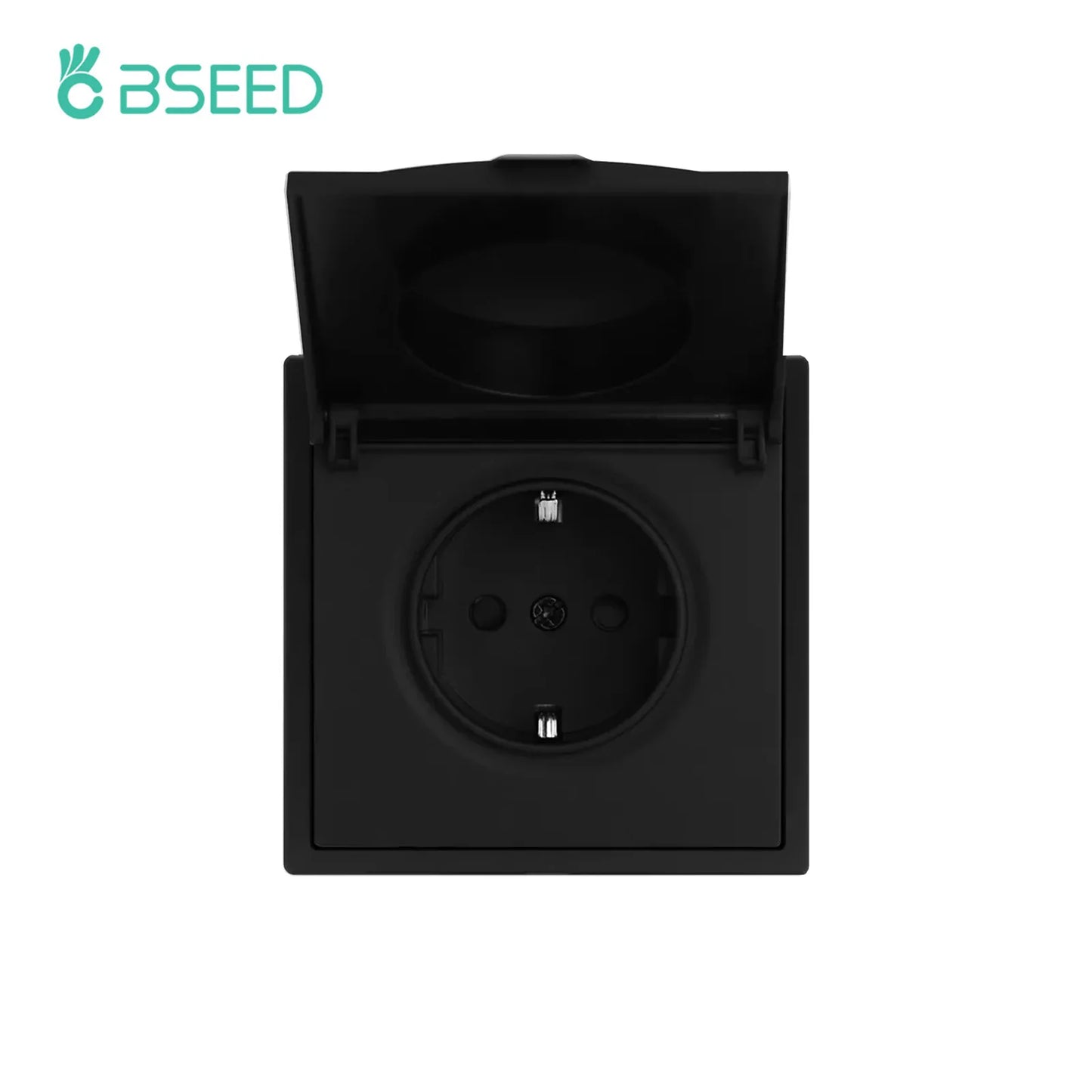 BSEED EU Standard Wall Power Socket With Cover Electrical Outlets Waterproof Wall Plug White Black Plastic Frame 16A