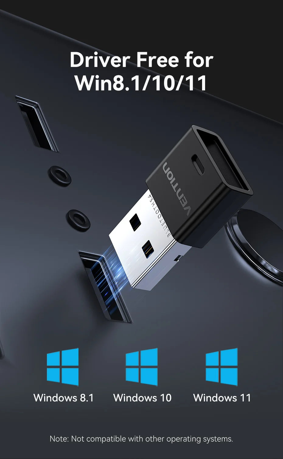 Vention USB Bluetooth Adapter 5.0 5.1 5.3 5.4 6.0 Dongle for PC Speaker Wireless Mouse Keyboard Music Audio Receiver Transmitter