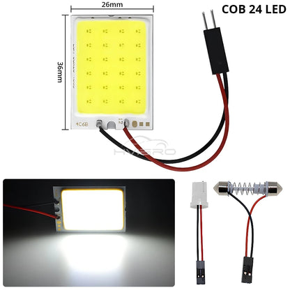 T10 C5W Car Led Cob 16/24/36/48SMD White Parking Bulb Auto Interior Reading Panel Lamp Super Bright Festoon License Plate Lights