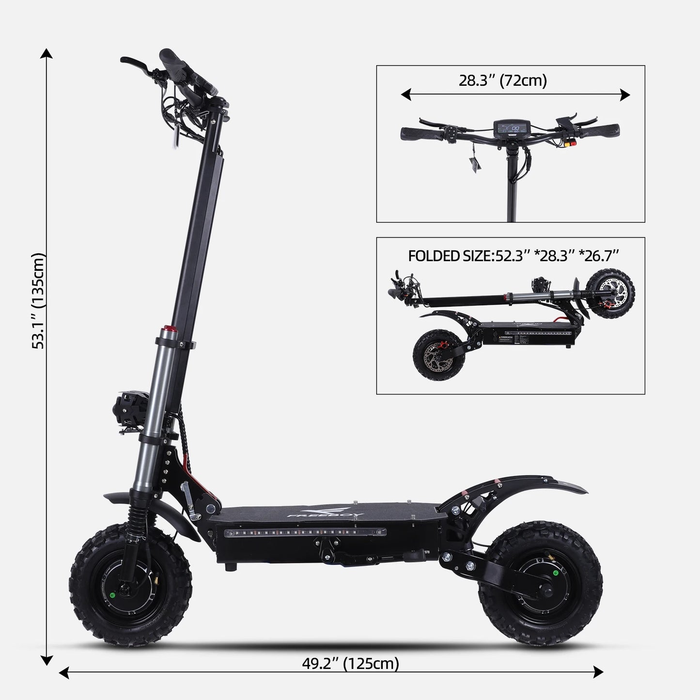 J30 MAX Electric Scooter Dual 3000W Motors 60V38Ah Battery 11" Off Road Tire 85KMH Top Speed 100KM Range 440lbs Load Disc Brakes