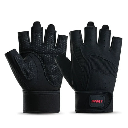 Half Finger Bodybuilding Gym Gloves Weightlifting Dumbbell Training Anti-Slip Fitness Gloves Crossfit Workout Exercise Men Women