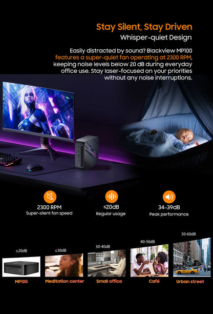 【Brand+】Blackview MP100 NEW Mini PC AMD R7 5700U/5825U  Windows 11 8-Core 16-thread 16GB DDR4 512GB/1TB SSD WiFi 6 Mini