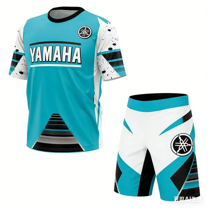 New Summer Yamaha Men's and Women's Motorcycle Riding T-shirt Set Loose Breathable Quick Drying Sports T-shirt Recommended for O
