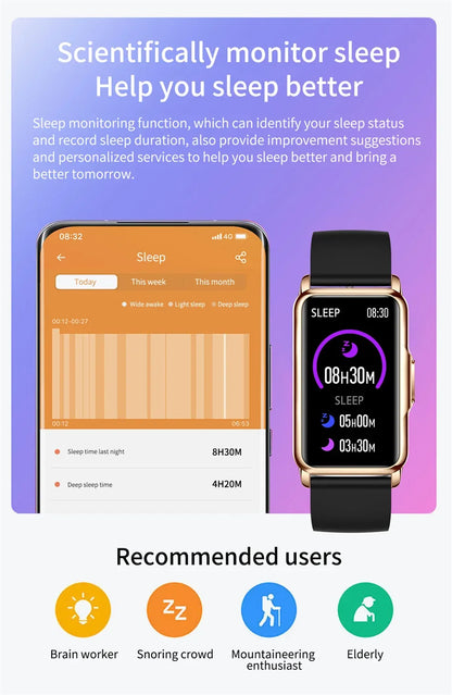 Classic Smart Bracelet Ladies Smart Watch Men Heart Rate Blood Oxygen Waterproof Sports Smart Strap Women Watch For Android IOS