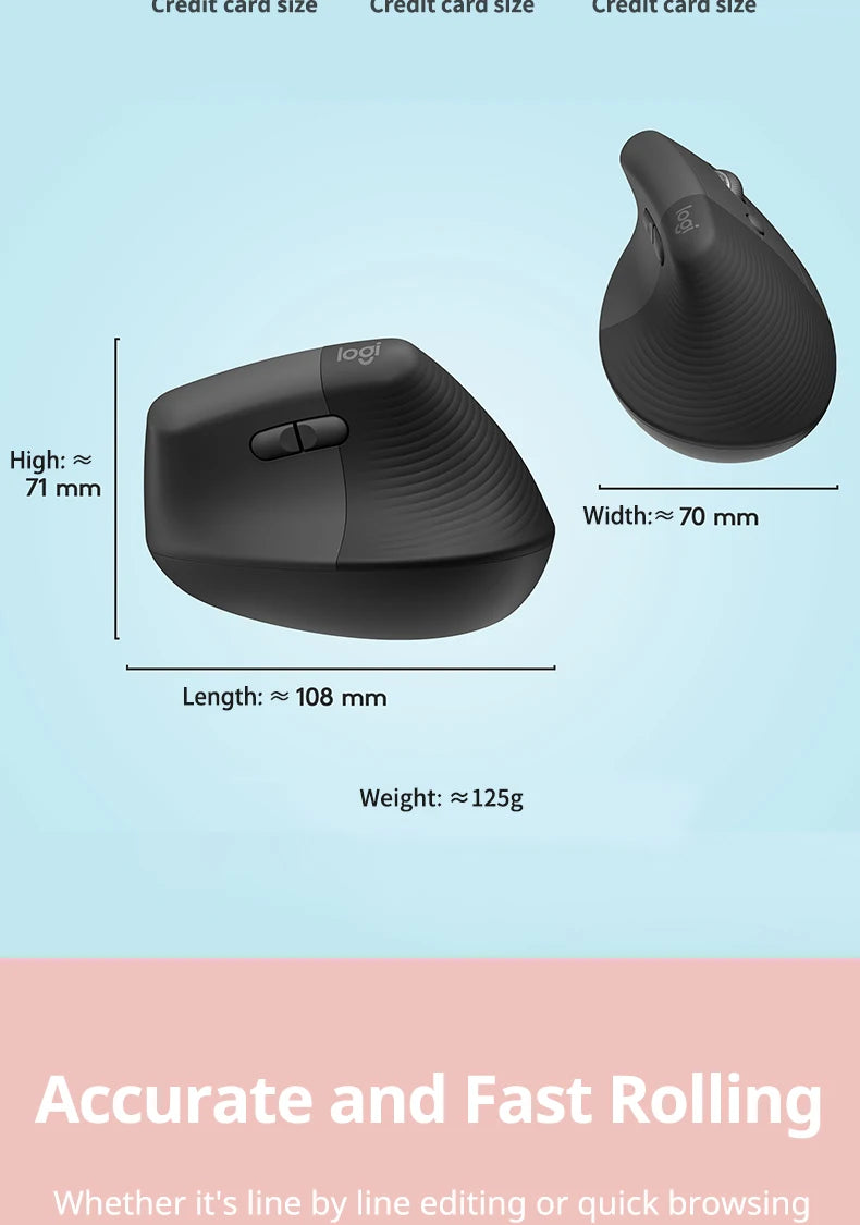Logitech Lift Vertical Mouse  Ergonomic Wireless With Silent Click Bluetooth/Usb Dual Mode For Pc Laptop Tablet Wrist Pain