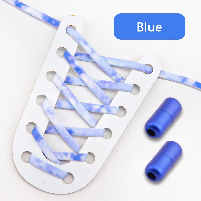 Frosted Capsule Buckle No Tie Shoelace Round Elastic Shoe Laces Sneakers Gradient Colorful Shoelace Without Ties for Kids Adult