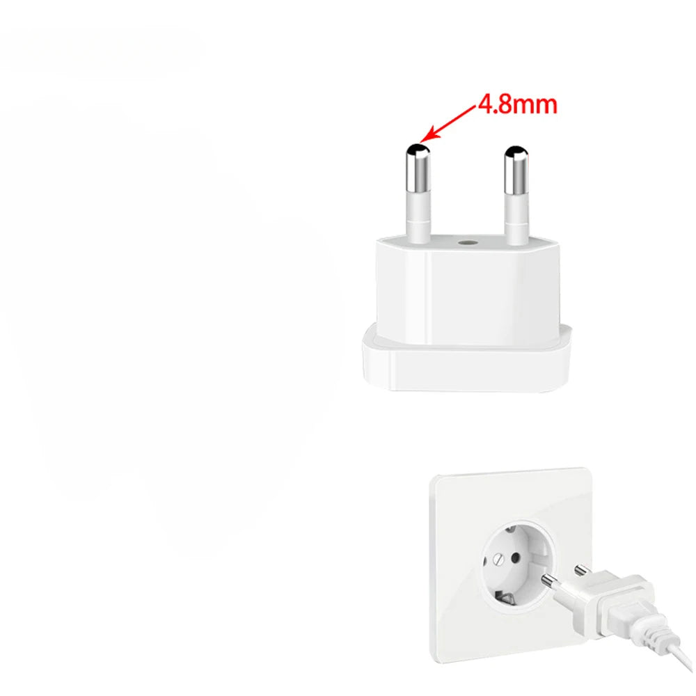 1 Pcs 4.8mm Power Plug Adapter US To EU Euro Europe Plug Power Plug Converter Travel Adapter Power Converter Outlet