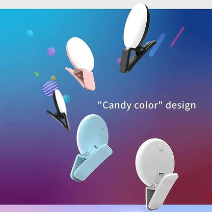 Portable Mini LED Selfie Ring Light for Mobile Phones Durable Three Step Dimming Photography Clip-On Fill Light for Perfect Self