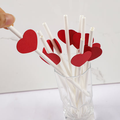 6Pcs Red/White Anniversary Heart Love Spiral Swirl Hanging Garland Balloon Straws for Valentine's Day Wedding Party Decorations