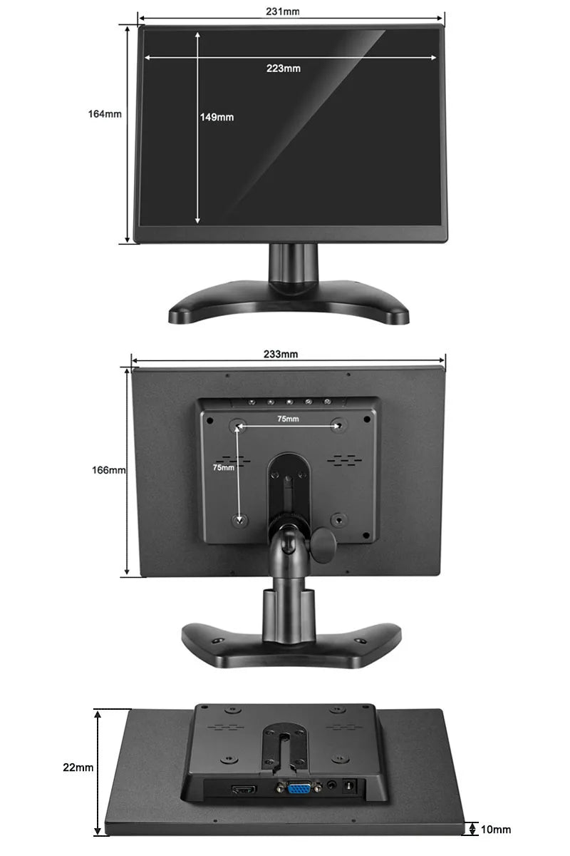 10.5 Inch CCTV Security Monitor 15:10 TFT LCD Screen 1920*1280 FHD Small TV Computer Display for PC CCTV With HDM VGA Interface