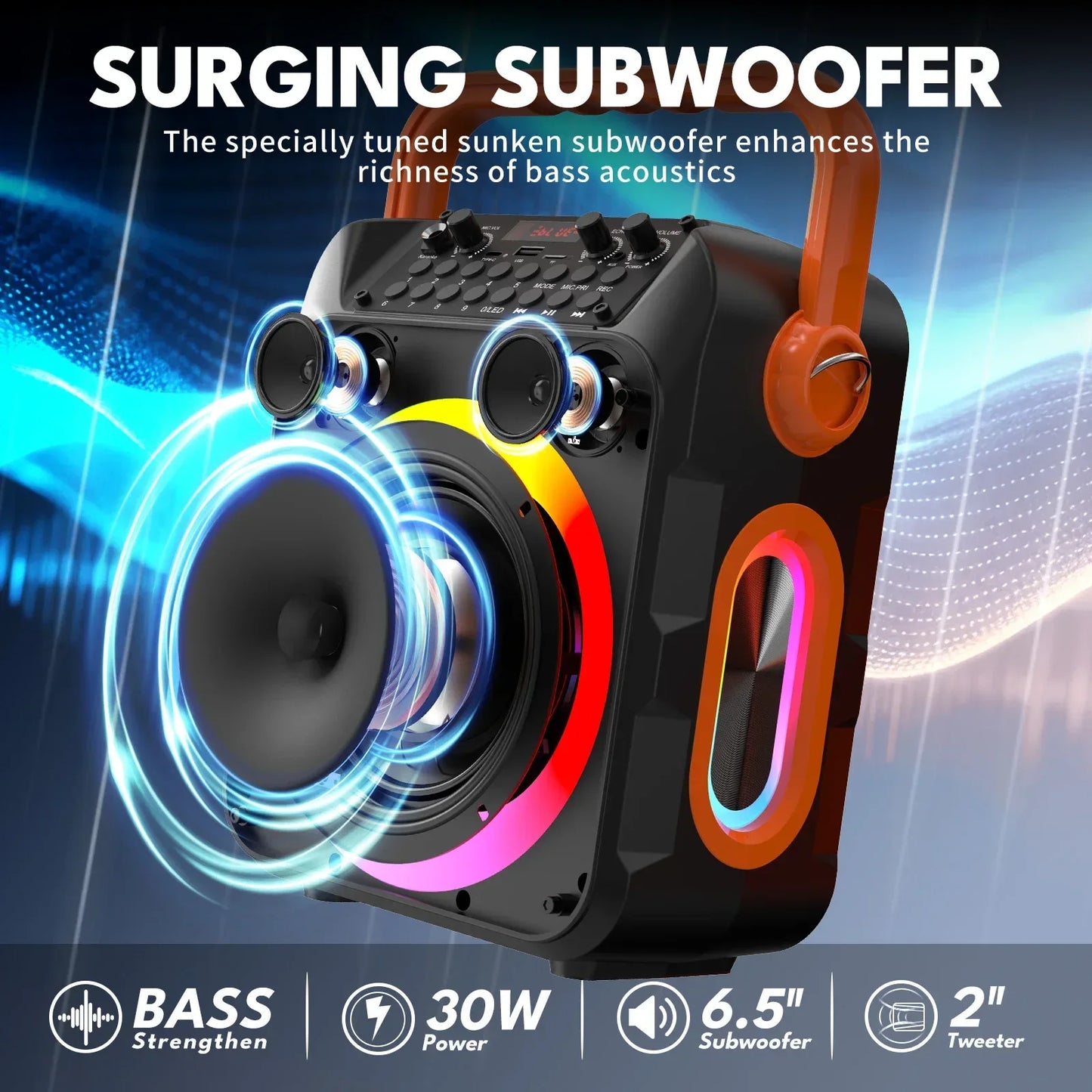 Karaoke Machine for Adults, Karaoke Speaker with Two Wireless Microphones, Portable Bluetooth Speaker PA System for Party, Kara