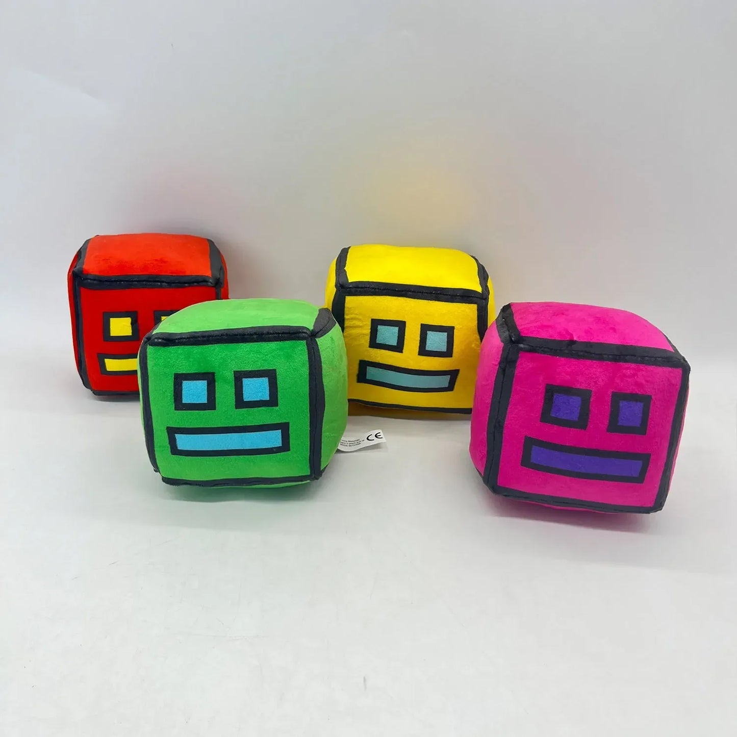 12cm New Halloween Geometry Dash Cube Plush Toys Small Pillow Stuffed Plushie Doll Square Pendant Game Cute Kids Birthday Gift
