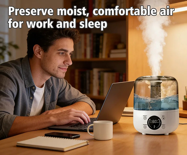 3000mL Smart Air Humidifier with Dual Mist Output: Essential Oil Aroma Diffuser for Home & Office, Equipped with Adjustable Fog