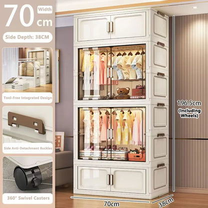 Multi-Functional Folding Storage Cabinet with Doors White/Black/Gray for Home Office Kitchen Bathroom Organizer