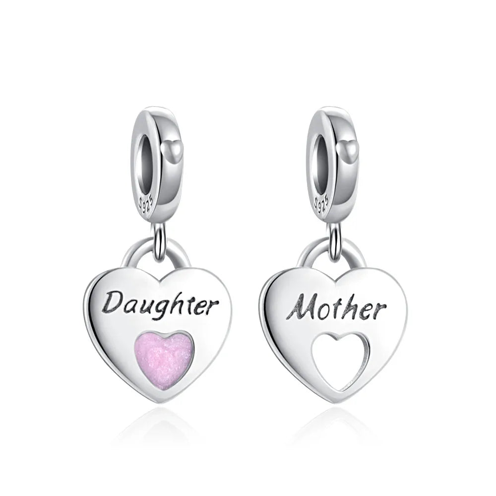 New 925 Silver Mother's Day Love Daughter Charms Beads Fit Original Bracelet DIY Jewelry For Women Gift
