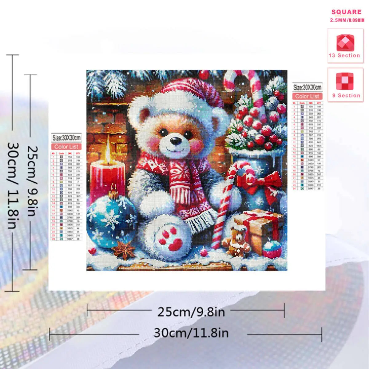 Evershine 5D DIY Diamond Embroidery Bear Painting Animal Cartoon Acrylic Craft Supplies Winter Diamond Mosaic Christmas Gift
