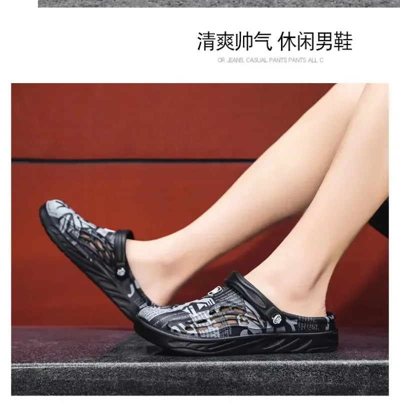 Plus Size 49 Men Non-slip Sandals Clogs Men and Women Home Beach Slippers Breathable Lightweight Men Outdoor House Slides
