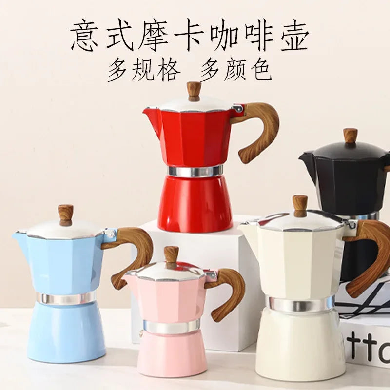 Electric Octagonal 3 Cup Black Coffee Maker Double Valve Moka Coffee Pot Espresso Aluminum Alloy Stainless Steel Moka Pot Set