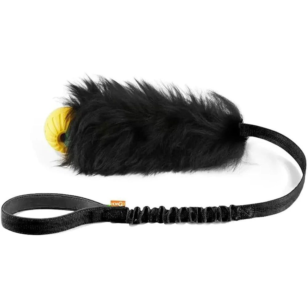 Dog Rope Toy Interactive Dog Bungee Chaser Toy with Rubber Ball Pet Tug Toy Sheepskin for Medium Large Dogs Exercise Outdoor