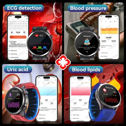 New Blood pressure Non-invasive Health Monitor Airbag Sports Smart Watches ECG+PPG Precise 1.43-inch AMOLED Calls Smartwatch NFC