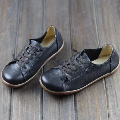 MVVJKE Women Shoes Flat 100% Authentic Leather Plain toe Lace up Ladies Shoes Flats Woman Moccasins Female Footwear