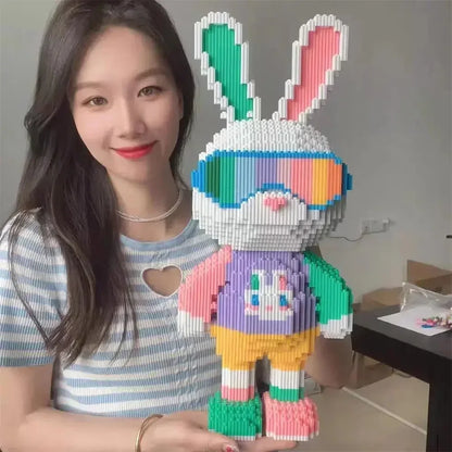 Kids Toy Candy Rabbit Colorful and Cute 3D Mini DIY Model Desktop Decoration Building Block Micro Bricks Christmas Birthday Gift