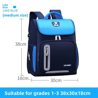 Lightweight Kids Backpack 1 3 6 Grade Spine Protection Reflective Space School Bag for Elementary Students