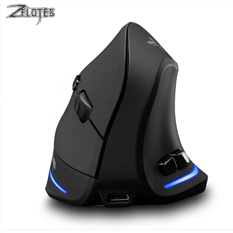 Zelotes F-35 Wireless Gaming Mouse Vertical Rechargeable 6 Key Mice 2.4G 3 Level DPI Adjustable Office/Gaming Computer Mouse