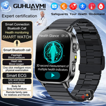 2026 New Health Smart Watch Precise Measurement ECG+PPG Blood Pressure Uric Acid Body Fat Analysis call SmartWatch For Men Women