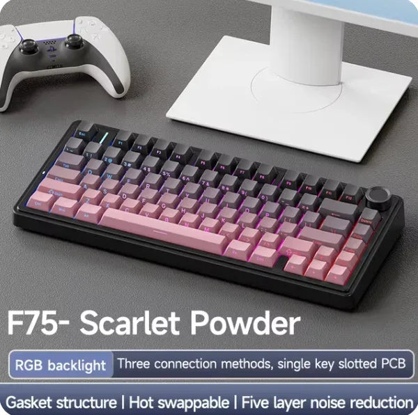 AULA F75 Mechanical Keyboard Wired/2.4G Wireless/Bluetooth RGB PBT 75% Layout OEM Profile Gasket Customized Pc Gaming Keyboard