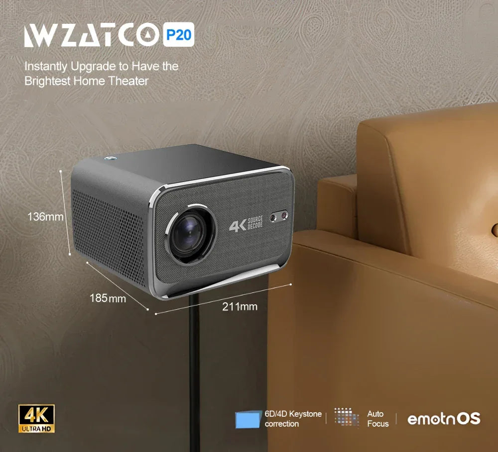WZATCO P20 PLUS Android 13.0 Smart WiFi 6G 4K Full HD 1080P LCD LED Projector Auto Focus Video Home theater Proyectors with RJ45