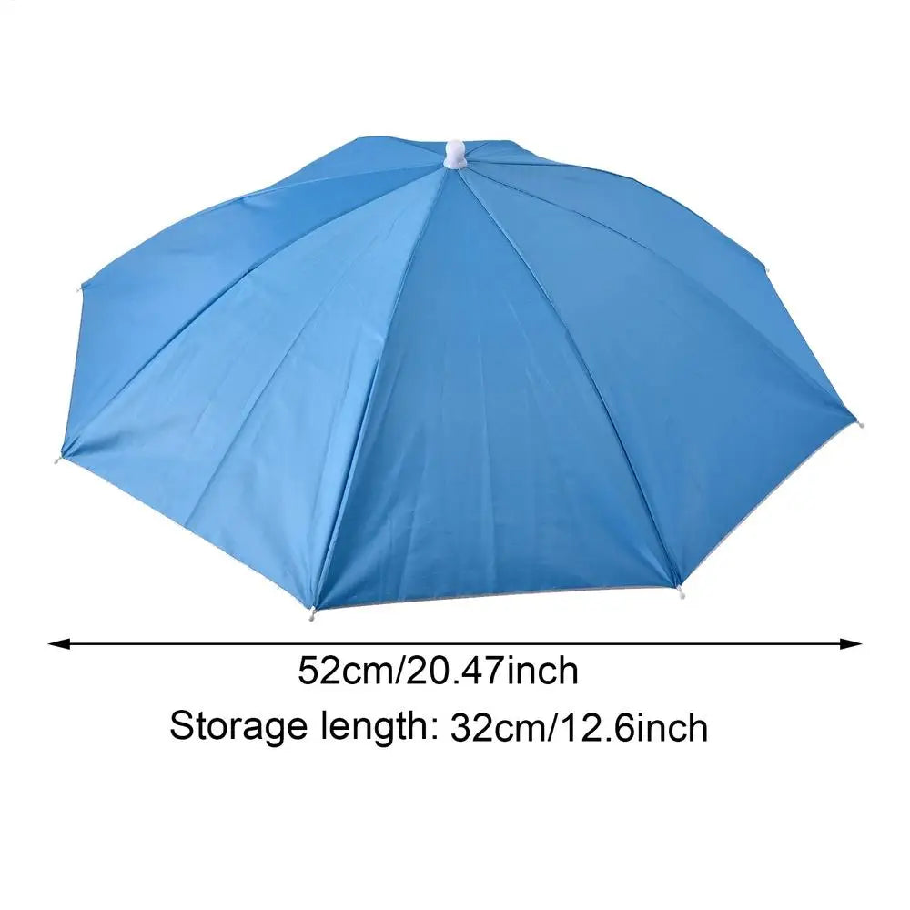 Foldable Head Umbrella Hat Portable Foldable Rain Umbrella Hat Outdoor Fishing Sunshade Hat for Golf Gardening Camping