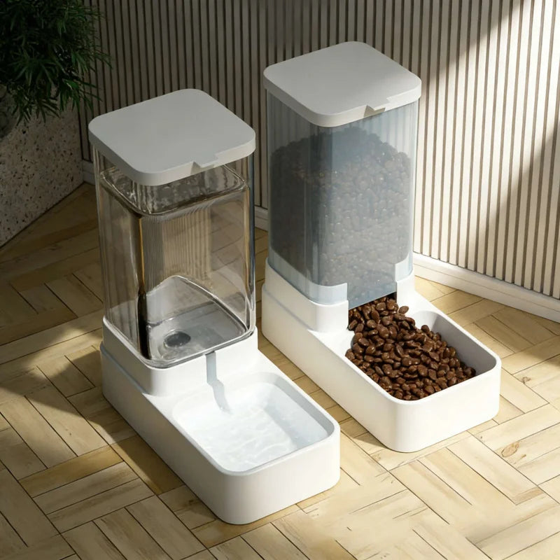 1-2Packaged Pet Gravity Feeder and Waterer Set for Cats and Dogs, Universal Automatic Drinking and Feeding Device with Dual Func