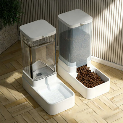 1-2Packaged Pet Gravity Feeder and Waterer Set for Cats and Dogs, Universal Automatic Drinking and Feeding Device with Dual Func