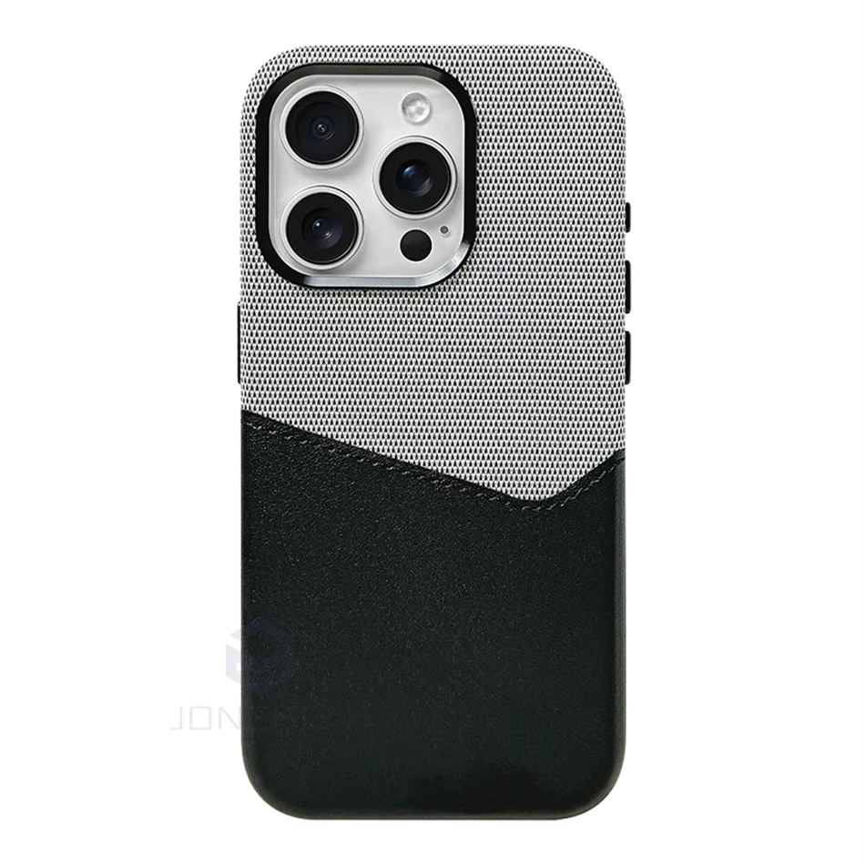 For Magsafe Card Holder Leather Case For iPhone 16 15 13 12 17 Pro Max 14 Plus Pocket Wireless Charge Alloy Lens Magnetic Cover