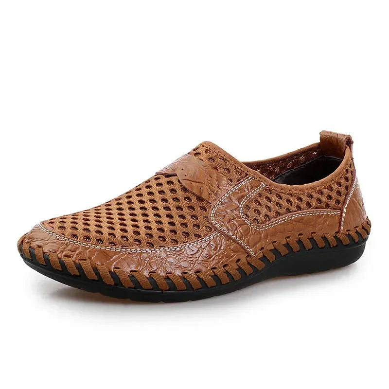 2025 Summer Shoes Men Loafers Mesh Breathable Flat Non-slip Mens Casual Shoes Brand Footwear Plus Size 45 Black Green Blue D328