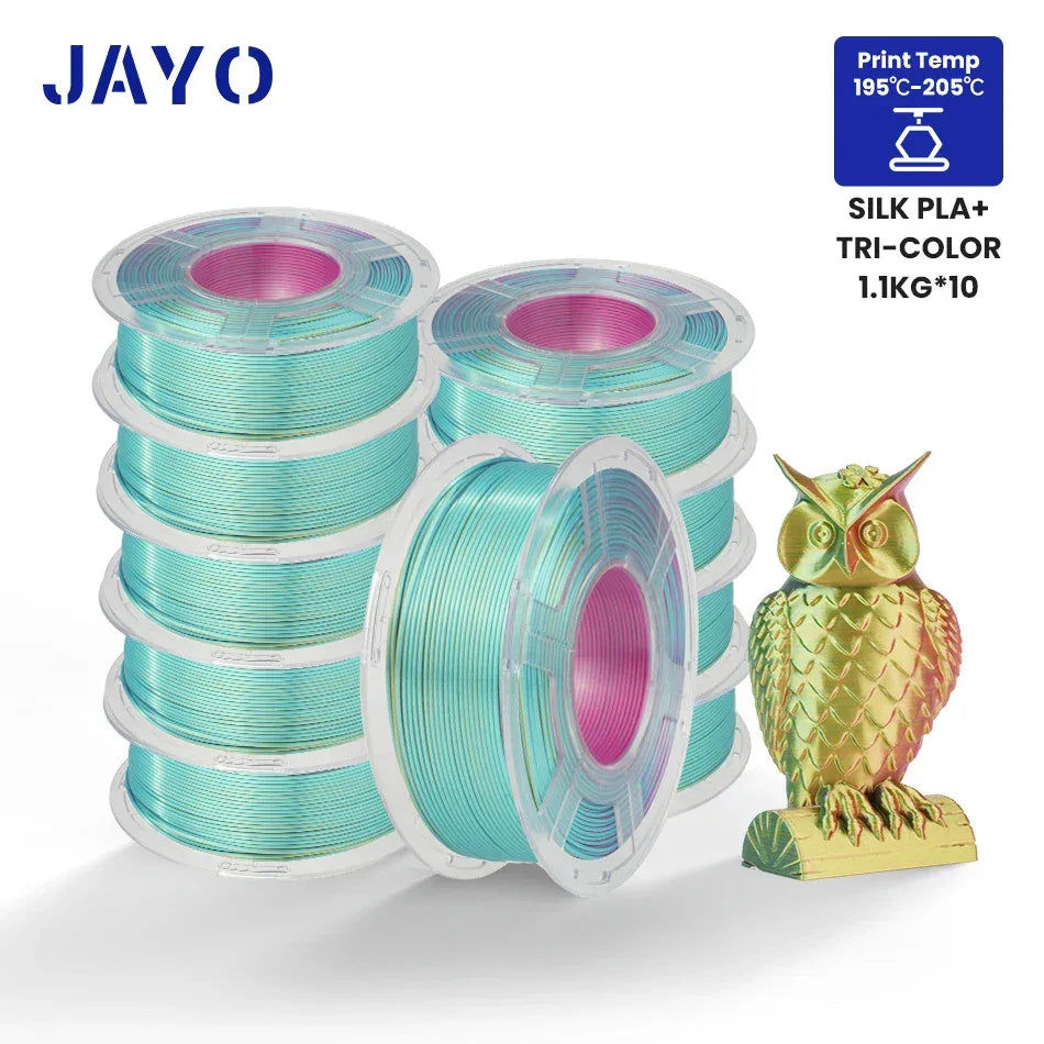 JAYO 10Rolls SILK PLA+ 3D Filament 1.75mm SILK PLA Rainbow  Filament for FDM 3D Printer SILK Dual & Triple 3D Printing Materials