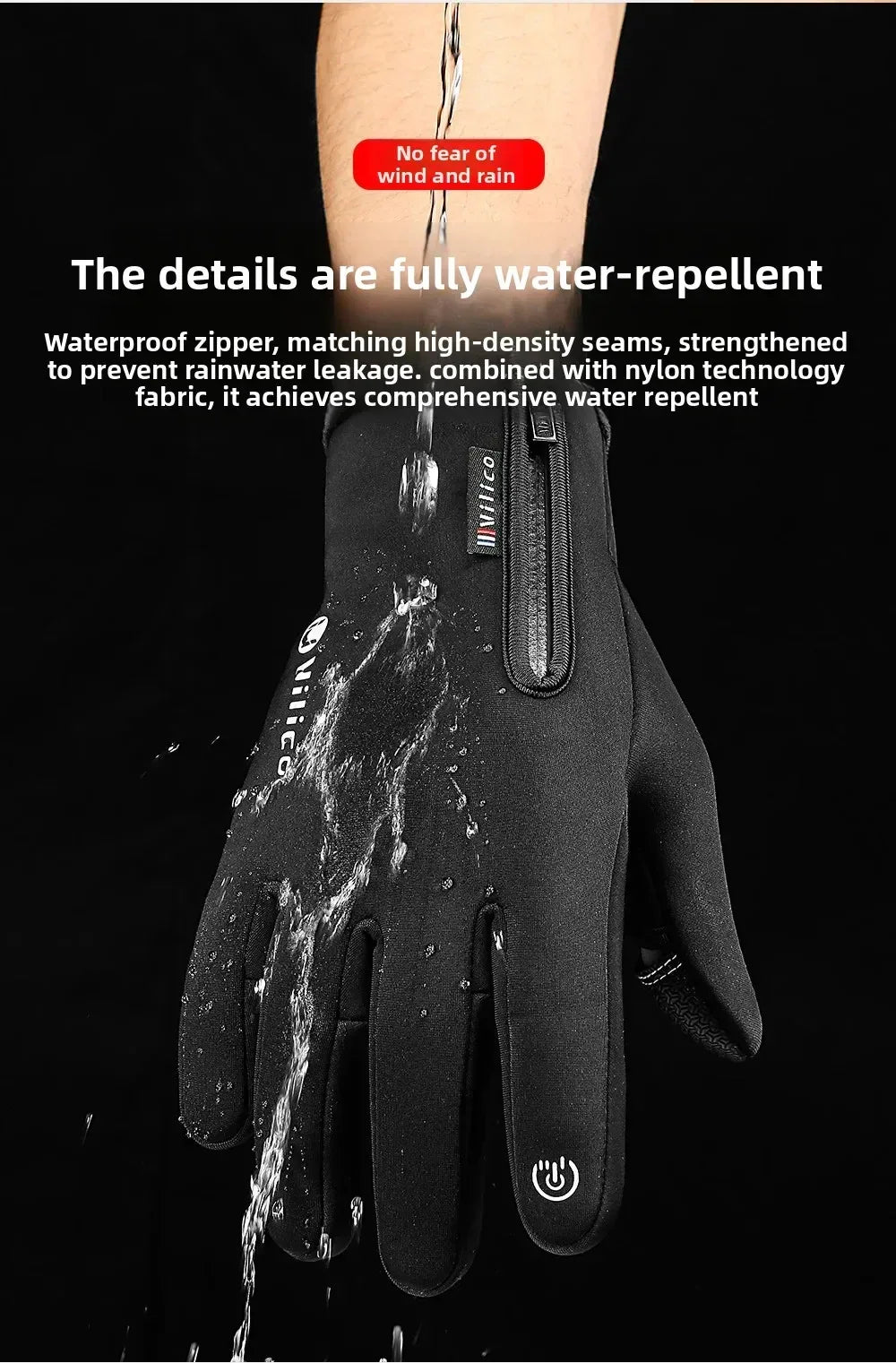 Vilico Warm Touchscreen Motorcycle Fishing Gloves Windproof Durable Anti‑Slip Waterproof Breathable for Autumn & Winter Cycling