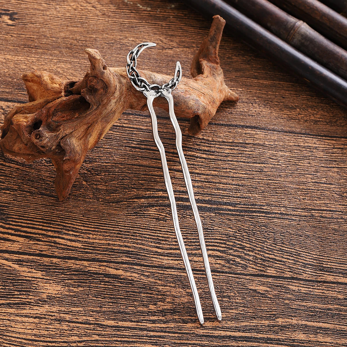 Viking Retro Moon U-Shaped Hairpin for Women, Fashionable and Simple Trendy Versatile Hair Accessory, Nordic Norwegian Style Party Accessory, Valentine's Day, Mother's Day, Birthday Gift