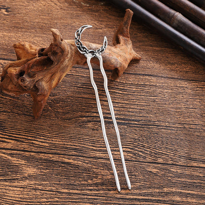 Viking Retro Moon U-Shaped Hairpin for Women, Fashionable and Simple Trendy Versatile Hair Accessory, Nordic Norwegian Style Party Accessory, Valentine's Day, Mother's Day, Birthday Gift