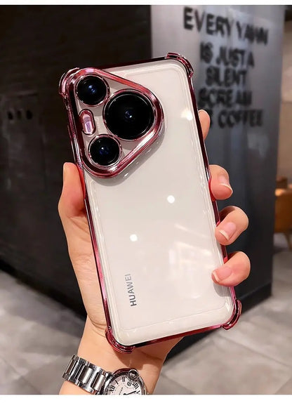 Case For Huawei Pura 80 Ultra 80 Pro plus Luxury Electroplating Transparent Four Corners Shockproof Back Cover For Huawei Pura80