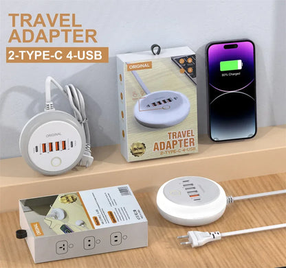 50W USB Charger Multi Ports Power Strip Socket Fast Charging Travel Charger For iPhone Samsung Xiaomi Quick Charge Phone Adapter