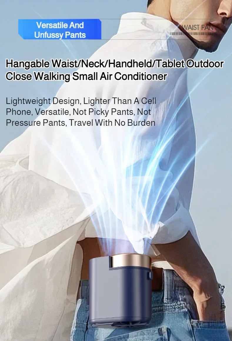 Outdoor Portable Small Fan Long Range High Wind Usb Charging Hanging Waist Fan Cooling Portable Fan