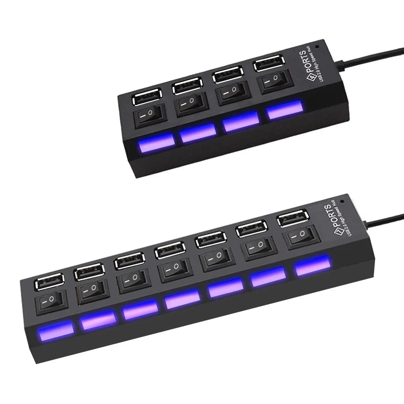 7 Ports USB 2.0 Hub Usb HUB 2.0 Multi USB Splitter Hub Multiple USB Expander 2.0 USB Hub 7 in 1 with On/Off Switch For PC Laptop