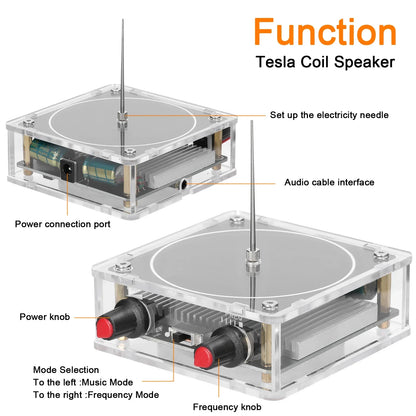 Music Tesla Coil Bluetooth/AUX Dual Mode Music Box Artificial Lightning Touchable Audio Input Bluetooth Science Experiments